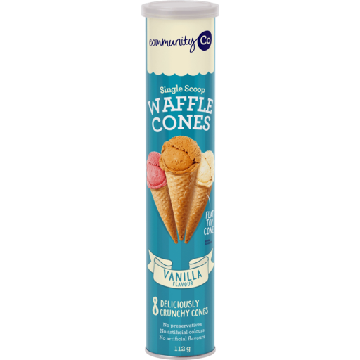 Community Co Flat Top Waffle Cones 8pk 112g