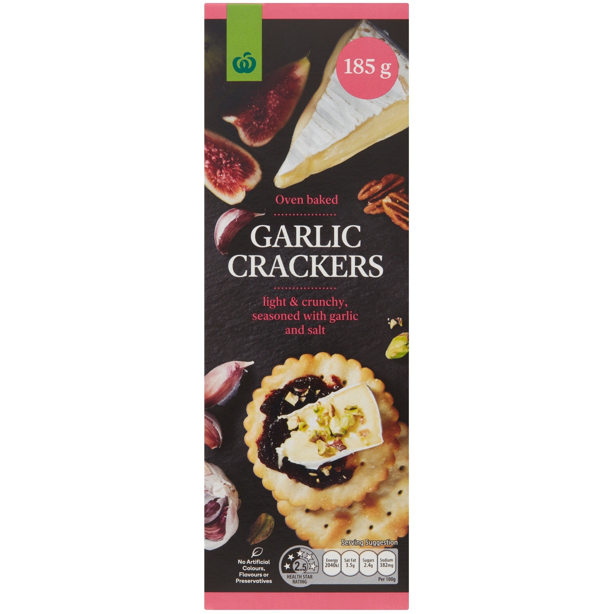 Woolworths Oven Baked Garlic Crackers 200g